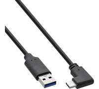 InLine® Câble USB 3.2, USB-C prise coudée à A prise, noir, 0,5m