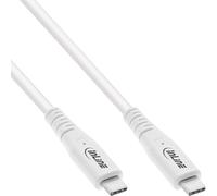 InLine Câble USB 4, 240 W USB-C vers USB-C, PD 3.1, 40 Go/s, 8K @ 60 Hz, Thunderbolt 3, pour écrans, disques durs, cartes graphiques, smartphones et plus encore, 0,5 m, blanc, 35906W