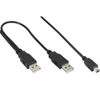 InLine® Câble USB Mini-Y, 2x prise A à Mini-B prise (5 broches), 1,5m