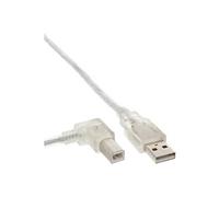 InLine - Câble USB - USB (M) pour USB type B (M) - USB 2.0 - 2 m - connecteur à angle gauche, connecteur à 90 ° - transparent