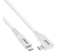 InLine® Câble USB4, USB-C, anguleux d'un côté, PD 240W, 8K60Hz, TPE, blanc, 1m