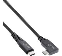 InLine® Câble USB4, USB-C,un côté coudé, PD 240W 8K60Hz, TPE noir, 1,5m