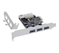 InLine® Carte d'interface, 3 x + 1 x USB 3.2 Gen.1, PCIe, Molex Compatible avec Alimentation 4 Broches, avec Support à Profil Bas, 76662D
