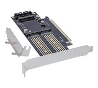 InLine Carte PCI Express vers 1 x M.2 Key B, 1 x NVMe M.2 Key M + 1 x mSATA, PCIe x16, 76660T