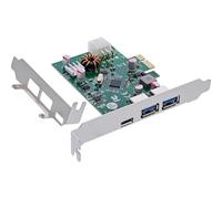 InLine Carte PCIe, 1 Port USB-C PD3.0 et 2 Ports USB-A, 5 Gbit/s, connecteur d'alimentation 6 Broches, VL805, pour Windows et Linux, 76661M