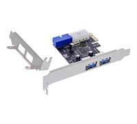 InLine® Carte PCIe USB 3.2, 4 Ports USB-A (2 externes + 2 Slots), 5 Gbit/s, Faible encombrement, VL805, pour Windows & Linux, 76666G