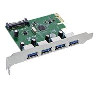 Inline Carte USB PCIe avec 4 Ports, USB-A 3.2 Gen 1, Alimentation SATA, Hot-Plug, Transfert de données Rapide jusqu'à 5 Go/s, 76666M