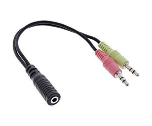 InLine Cavo con adattatore audio, connettori: da 2 x 3,5 mm a jack 3.5 mm 4 poli, 0,15 m, 99312I