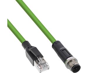 InLine Cavo di rete industriale M12 a 4 pin con codice D a RJ45 PUR 1m