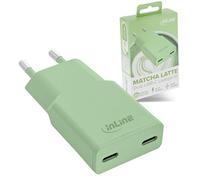 Inline Chargeur USB-C 30 W GaN avec Double USB-C, PD, PPS, Charge Rapide pour Smartphone, Tablette, Matcha Latte/Vert, 31590G