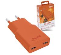 Inline Chargeur USB-C 30 W, GaN Bloc d'alimentation avec Double USB-C, PD, PPS, Charge Rapide pour Smartphone, Tablette, Papaye/Orange, 31590O