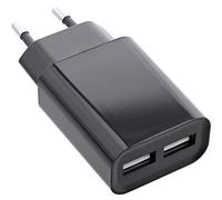 InLine® Chargeur USB Duo, Adaptateur Secteur 2 Compartiments, 100-240 V vers 5 V/2,1 A, Noir
