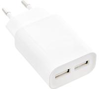 InLine® Chargeur USB DUO, bloc d'alimentation double, 100-240V à 5V/2.1A, blanc