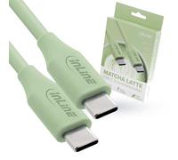 InLine Colour your Charge 35891G Câble USB C 100 W PD Câble de charge rapide en silicone flexible pour iPhone Air 17 Pro 16 15 iPad Galaxy S23 Pixel Tablettes 1 m Matcha Latte (vert)