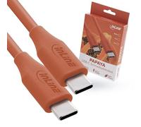 InLine Colour your Charge 35891O Câble USB C 100 W PD Câble de charge rapide en silicone flexible pour iPhone Air 17 Pro 16 15 iPad Galaxy S23 Pixel Tablettes 1 m Papaye (orange)