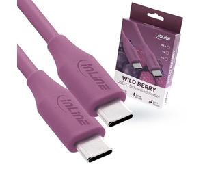 InLine Colour your Charge 35891P Câble USB C 100 W PD Câble de charge rapide en silicone flexible pour iPhone Air 17 Pro 16 15 iPad Galaxy S23 Pixel Tablettes 1 m Wild Berry (violet)