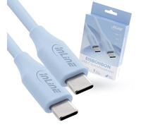 InLine Colour your Charge 35892B Câble USB C 100 W PD Câble de charge rapide en silicone flexible pour iPhone Air 17 Pro 16 15 iPad Galaxy S23 Pixel Tablettes 2 m Bleu