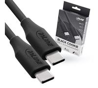 InLine Colour your Charge 35895 Câble USB C 100 W PD Câble de charge rapide en silicone flexible pour iPhone Air 17 Pro 16 15 iPad Galaxy S23 Pixel Tablettes 0,5 m Black Cookie (noir)