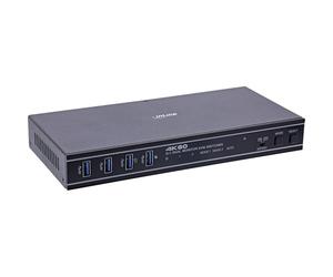 Inline Commutateur KVM pour 2 PC, HDMI 2.0, 4K @ 60 Hz, double moniteur, USB 3.2, télécommande Hotkey & IR, sortie audio, boîtier en métal, 57885F