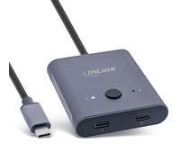 InLine Commutateur USB-C bidirectionnel (données et vidéo), 2 en 1 Sortie ou 1 en 2 Sorties, répartiteur/commutateur pour PC, vidéo 8K @ 60 Hz 4K @ 60 Hz, Transfert de données 10 GB/s, Charge 100 W,