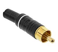 InLine Connecteur RCA 99110P - Version soudée - Métal noir - Anneau blanc - Pour câble de 6 mm