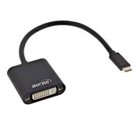Convertisseur d'affichage USB, USB Type-C mâle vers DVI femelle (mode alternatif DP), noir, 0,2 m