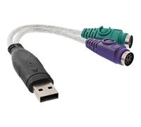 InLine® Convertisseur USB vers PS/2, USB mâle vers 2x PS/2 femelle pour souris + clavier