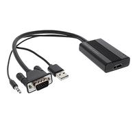 InLine® Convertisseur VG Audio vers HDMI, entrée VGA et Jack Audio stéréo, Sortie HDMI, Alimentation USB Incluse