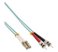 InLine - Cordon de raccordement - LC multi-mode (M) pour ST multi-mode (M) - 15 m - fibre optique - duplex - 50 / 125 microns - OM3 - sans halogène - turquoise