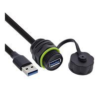 Inline Coupleur de câble USB-A, protégé IP68, blindé, USB-A Femelle vers mâle, câble de 50 cm intégré, Connexion USB résistante aux intempéries pour la Technologie et l'extérieur, 69927S