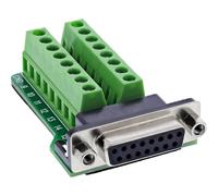 InLine D-Sub 92502A Bloc terminal femelle 15 à 2 rangées avec bornes à vis et sécurité à vis - Bloc de raccordement simple pour bricolage, atelier et industrie