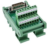 InLine D-Sub 92502D - Bloc terminal 15 broches pour rail DIN - Bornes à vis à 2 rangées - Connecteur latéral - Pour RS232/applications industrielles