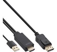 InLine HDMI to DisplayPort Converter Cable - Videokabel - HDMI, USB (nur Strom) männlich zu DisplayPort männlich - 1,0m - Schwarz - 4K Unterstützung, aktiv (17161P)