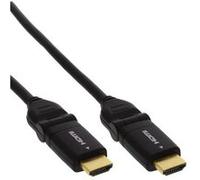 InLine High Speed - Câble d'extension HDMI avec Ethernet - HDMI mâle rotatif/rectiligne pour HDMI mâle rotatif/rectiligne - 50 cm - noir - support 4K Noir G