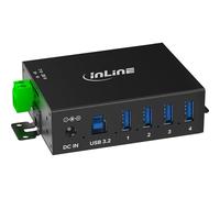Inline Hub Industriel USB 3.2 Gen.1 avec 4 Ports, boîtier en Aluminium, Montage sur Rail DIN, hub USB Actif avec Bloc d'alimentation, 5 Gbit/s, 35396A