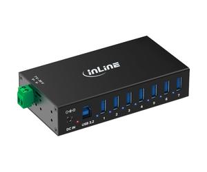 Inline Hub Industriel USB 3.2 Gen.1 avec 7 Ports, boîtier en Aluminium, Montage sur Rail DIN, hub USB Actif avec Bloc d'alimentation, 5 Gbit/s, 35396B