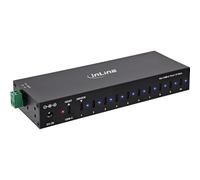 Inline Hub Industriel USB-C 10 Ports, USB 3.2 Gen.1, 5 GB/s, Bloc | 12-24 V CC, montage mural et rail DIN, boîtier en aluminium, protection ESD, Plug & Play