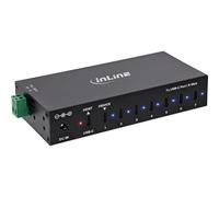 Inline Hub Industriel USB-C 7 Ports USB 3.2 Gen.1 5 Gbps avec Alimentation | 12-24 V CC, rail DIN et montage mural, boîtier en aluminium, alimentation 48 W, fonction de charge BC1.2