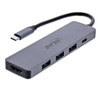 Inline Hub Multifonction avec 3 Ports USB-A 5 Go/s, HDMI 4K 60 Hz, USB-C Power Delivery 100 W, Compatible avec Windows macOS Linux, 33271A