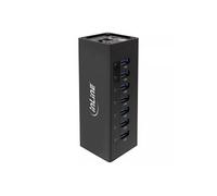 Inline hub usb 3.0 avec boîtier en aluminium et alimentation 3a 7 ports noir