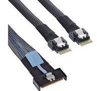 Inline MCIO 27663B Câble MCIO x8 mâle vers 2 x SFF-8654 4i, PCIe Gen5 NVMe SAS High-Speed Twinax Câble de données 0,75 m