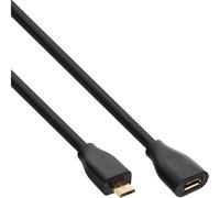 InLine® Micro-USB Verl., USB 2.0 Micro-B ST/BU, noir, contour doré, 5m