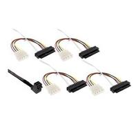 Mini SAS HD Câble SFF-8643 coudé à 4x SFF-8482 + Alimentation 0.5m