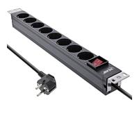 Inline Multiprise 16412S - 8 Prises - avec Interrupteur - 2 m - Noir - Angle de Montage Variable