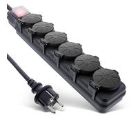 InLine Multiprise 6 prises, pour extérieur, IP44, avec interrupteur marche/arrêt éclairé, protection de contact accrue, longueur : 5 m, 16496P