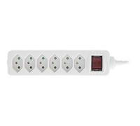 InLine® Multiprise Suisse 6 Prises avec Interrupteur, 1,5 m, Blanc