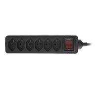InLine® Multiprise Suisse 6 Prises avec Interrupteur, 1,5 m, Noir