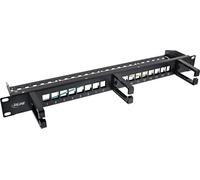 InLine® panneau de brassage 16x, Keystone tôle vide avec 3 étriers, 19", 1UH, noir