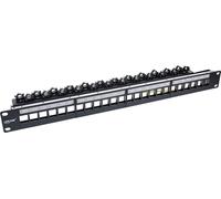 InLine® Panneau de brassage 24x, Keystone Tôle vide Panneau de brassage, 19", 1UH, noir