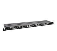 InLine® Panneau de Brassage Cat.6A 0,5 U 24 Compartiments avec Protection Anti-poussière Noir 19"